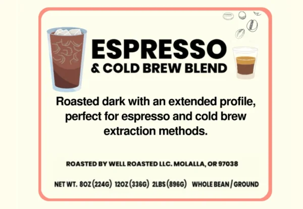 Espresso and cold brew coffee blend label